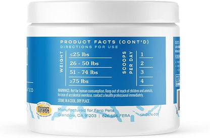 Fera Pets Cat &amp; Dog Dental Support Powder - Supports Fresh Breath - Promotes Healthy Teeth and Gums - Targets Tartar Build-Up - Includes Kelp, Enzymes &amp; Postbiotics - 60 Scoops