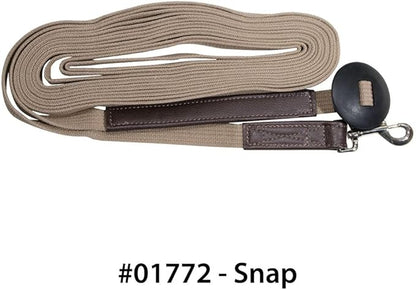 Schneiders Dura-Tech German Web Cord Lunge Line for Horses | Soft Grip Ribbed Webbing | Lightweight &amp; Durable | Nickel-Plated Snap or Chain Options | Lunge Line with 30" Chain