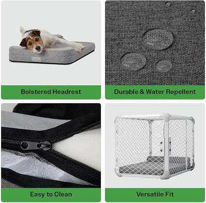 Diggs Bolstr Orthopedic Dog Bed with Headrest - Dog Crate Bed for Evolv Crate &amp; Other Standard Pet Kennels - Durable &amp; Comfortable - (Intermediate)