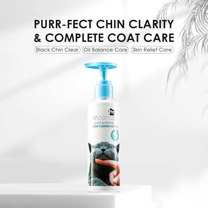 Mooncat Cat Acne Chin Treatment Oil &amp; Cleaner - Feline Chin Acne Care for Blackheads, Kitty Acne, Cat Chin Acne Cleaner, Fast Acting, No-Rinse Ease (Wipe Off), Safe Lickable - 5 fl oz (150ml)