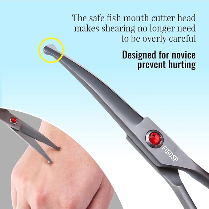 4.5" Dog Grooming Scissors - 2pcs Curved Scissors &amp; Thinning Shears for Small Dog, Cat Face &amp; Paws - Japan 440C (2Kit)
