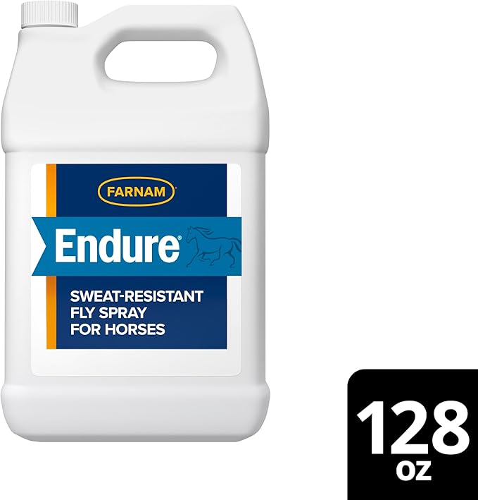 Farnam Endure Sweat-Resistant Fly Spray for Horses, Lasts Up to 14 Days, Protects Against Flies, Gnats, Mosquitoes, Ticks &amp; Lice, 128 oz.