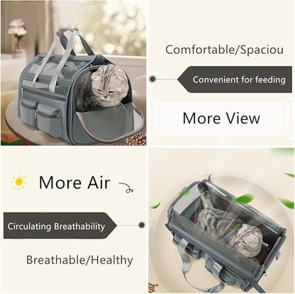 Cat Carrier Bag,Soft Sided Ventilated Pet Carrier for Small Dog Airline Approved Travel Puppy Carrier with Breathable Mesh, Foldable Portable for Outdoor Car