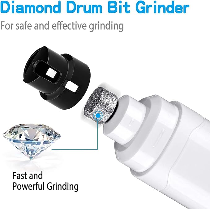 Casfuy Dog Nail Grinder Upgraded - Professional 2-Speed Electric Rechargeable Pet Nail Trimmer Painless Paws Grooming &amp; Smoothing for Small Medium Large Dogs &amp; Cats (White)
