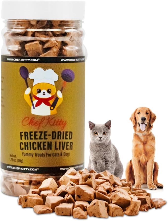 Freeze-Dried Chicken Liver Treats for Cats &amp; Dogs – 100% Human Grade, Single Ingredient, High-Protein, Healthy Snack – No Additives or Preservatives – 1.7oz - Inspected &amp; Tested in USA