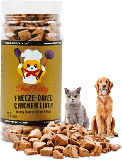 Freeze-Dried Chicken Liver Treats for Cats &amp; Dogs – 100% Human Grade, Single Ingredient, High-Protein, Healthy Snack – No Additives or Preservatives – 1.7oz - Inspected &amp; Tested in USA