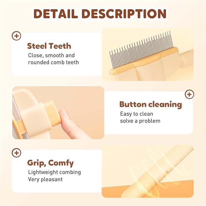 Avatore Zenbrush Cat Comb, 2025 Upgraded Cat Brush with Release Button, Flea Comb for Cats, Click Self Cleaning Pet Hair Removal Combs (Green*2)