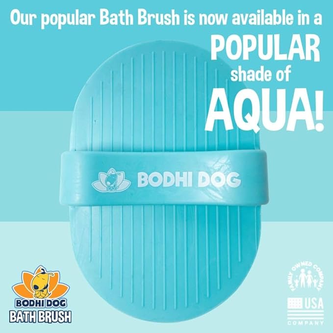Bodhi Dog Shampoo Brush - Pet Grooming &amp; Bath Supplies for Dogs and Cats - Bath Brush for Long &amp; Short Hair - Premium Scrubber for Shower, Bathing &amp; Massage (One Pack, Aqua)