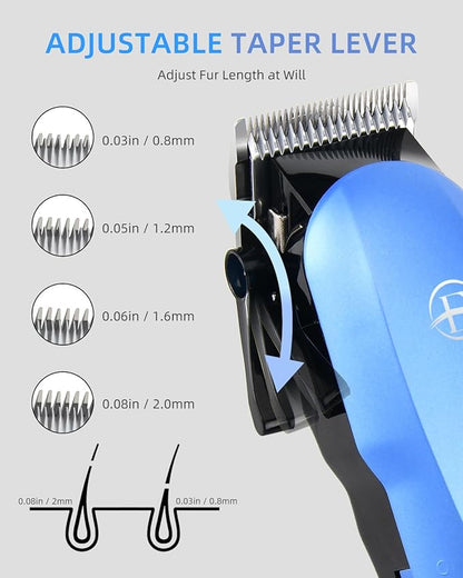 Professional Dog Grooming Clippers Kit, 24V High Power for Thick Coats, Quiet Dog Clippers with 10 Metal Guard Combs &amp; Brush, Ideal Dog Hair Remover for Cats and Pets