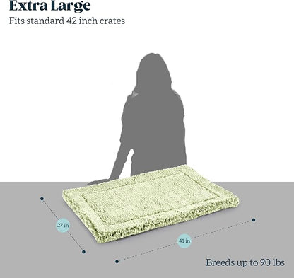 Stoutwool Indestructible Dog Bed - Fluffy Chew Proof Dog Crate Pad - Tough Kennel Pad for Aggressive Chewers - Washable, Ideal for Large Breeds &amp; Fits 42-Inch Crate - 41"x27", Gleam