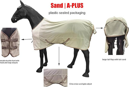 BARN &amp; STABLE Breathable and UV Protective Tear-Resistant Mesh Horse Fly Sheet Comfy Equine Summer Sheet with Removable Web Leg Straps