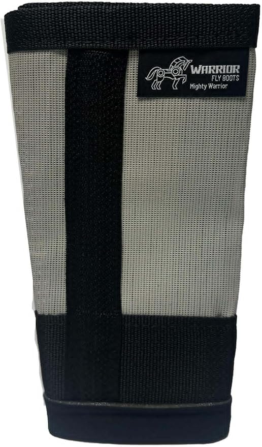 Warrior Fly Boots for Donkeys, Ponys, or Yearlings - Breathable Mesh Horse Boots for Fly Protection &amp; Leg Comfort - Set of 4 (Mighty Warrior, Gray)