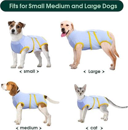 Kuoser Recovery Suit for Dogs Cats After Surgery, Professional Pet Recovery Shirt Dog Abdominal Wounds Bandages, Substitute E-Collar &amp; Cone,Prevent Licking Dog Onesies Pet Surgery Recovery Suit