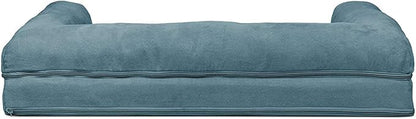 Furhaven Cooling Gel Dog Bed for Large/Medium Dogs w/ Removable Bolsters &amp; Washable Cover, For Dogs Up to 55 lbs - Plush &amp; Suede Sofa, Large