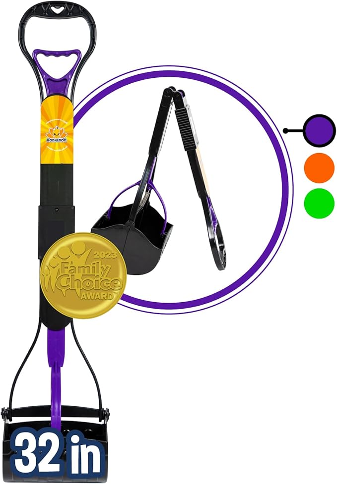 Bodhi Dog Large Foldable Pooper Scooper - 32” Long Handle, Lightweight Portable Pooper Scooper for Small &amp; Large Dogs - Easy to Use - Made with Premium Durable Materials (Purple)