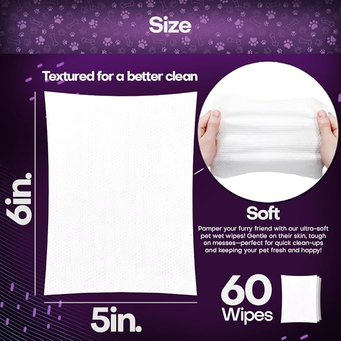 Wrinkle Wipes for Dogs | 3X Larger Dog Face Wipes for French Bulldog and Pug - Cleanse Skin Folds, Tear Stains, Tail Pockets | Anti-Itch, Soothing, &amp; Hypoallergenic with Coconut Oil | 50 Count