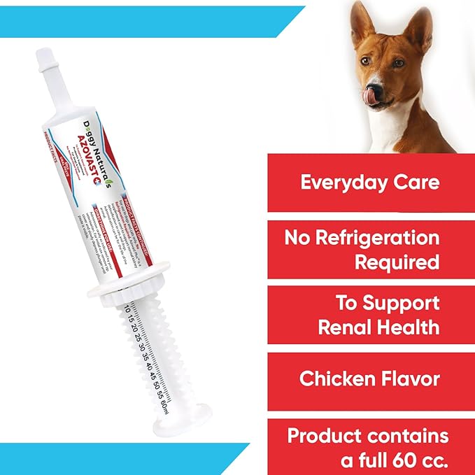 Azovast Plus Kidney Health Supplement for Dogs &amp; Cats, Oral Paste (60 cc) - NO Refrigeration Required - Help Support Kidney Function &amp; Manage Renal Toxins Chicken Flavor (Made in U.S.A(60cc)