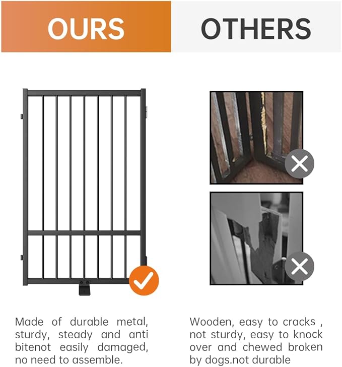 Full Metal Freestanding Dog Gate with Door, 32&