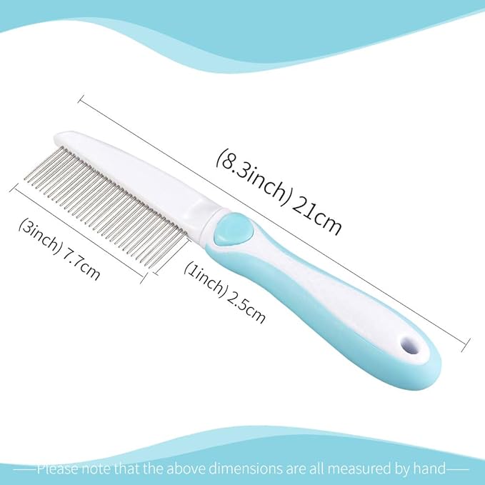 Professional Stainless Steel Grooming Comb for Dogs &amp; Cats - Detangler for Long/Curly Hair, Removes Tough Mats, Knots &amp; Tangles - Pain-Free Undercoat Deshedding Tool for DIY Pet Grooming