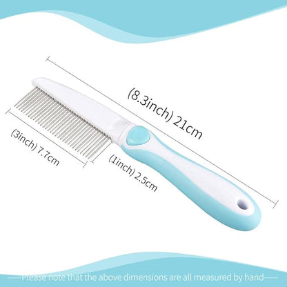 Professional Stainless Steel Grooming Comb for Dogs &amp; Cats - Detangler for Long/Curly Hair, Removes Tough Mats, Knots &amp; Tangles - Pain-Free Undercoat Deshedding Tool for DIY Pet Grooming