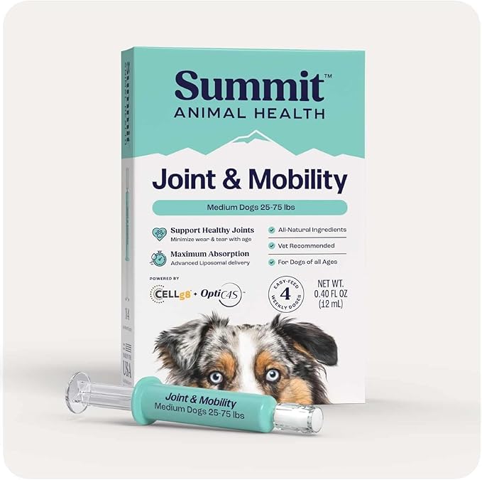 Summit Canine Joint and Mobility Supplement for Medium Dogs, All Natural Liquid Chondroitin, Liposomal Delivery for Arthritis, Hip &amp; Joint Support Vitamin, (Dogs, 25-75lbs)