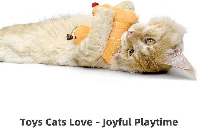 Catnip Toys 3 Pack – Plush Catnip Toy with Gall Fruit &amp; Silvervine Stick with Feathers, Interactive Chew &amp; Kick Toys for Indoor Cats, Relieve Stress &amp; Encourage Exercise