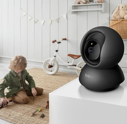 Tapo TP-Link 2K Pan/Tilt Indoor Security Camera for Baby Monitor, Pet Camera | Motion Detection &amp; Tracking | 2-Way Audio | Cloud &amp; SD Card Storage | Works w/Alexa &amp; Google Home | Black C211