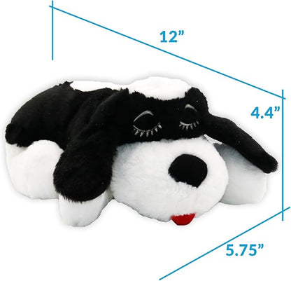 Special Edition Snuggle Puppy Toys - Heartbeat Puppy for Dogs - Pet Anxiety Relief and Calming Aid - Comfort Dog Toys for Behavioral Training in Black &amp; White