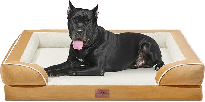 Comfort Expression XXL Orthopedic Dog Bed, Waterproof Dog Beds for Extra Large Dogs, Washable Pet Sofa Couch with Removable Cover &amp; Non-Slip Bottom(XX-Large,Khaki)
