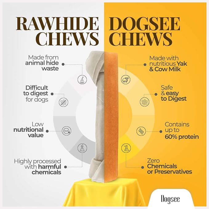Dogsee Original Himalayan Yak Cheese Dog Chews XL - 6 Chews | Dog Treats Rawhide Free | Fight Plaque &amp; Tartar | All Natural Long Lasting | Odourless and Great for Cleaning Teeth