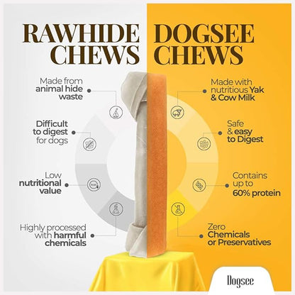 Dogsee Original Himalayan Yak Cheese Chews 1lb (XL - 3 Pieces) | Rawhide-Free | Long-Lasting | Fights Plaque &amp; Tartar | Supports Dental Health