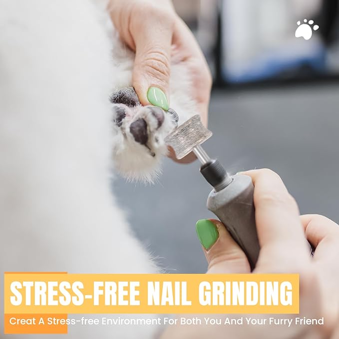 CAELUM Diamond-Coated Pet Nail Grinder Bit, 1/8” Shank for Dremel Nail Tools, Durable &amp; Low-Noise Nail Trimmer for Dogs, Top &amp; Side Grinding, Gentle, Precise Nail Grooming（80grit）
