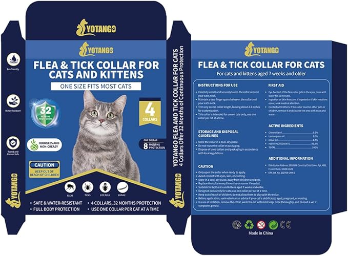 4 Pack Flea Collar for Cats, 32 Months Flea and Tick Prevention for Cats, Waterproof Cat Flea Collar, Natural Cat Flea and Tick Treatment, Adjustable Flea and Tick Collar for Cats Kittens(Pink&amp;Purple)