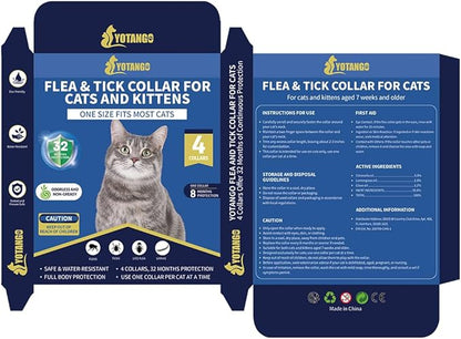4 Pack Flea Collar for Cats, 32 Months Flea and Tick Prevention for Cats, Waterproof Cat Flea Collar, Natural Cat Flea and Tick Treatment, Adjustable Flea and Tick Collar for Cats Kittens(Pink&amp;Purple)