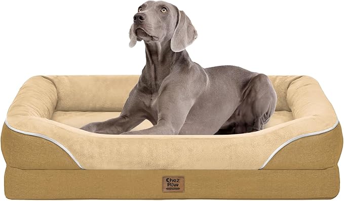Washable Orthopedic Large Dog Bed - XL Large Dog Bed with Removable Bolsters Cover Foam Support Big Dogs Beds Non-Slip Bottom &amp; Waterproof Pet Beds