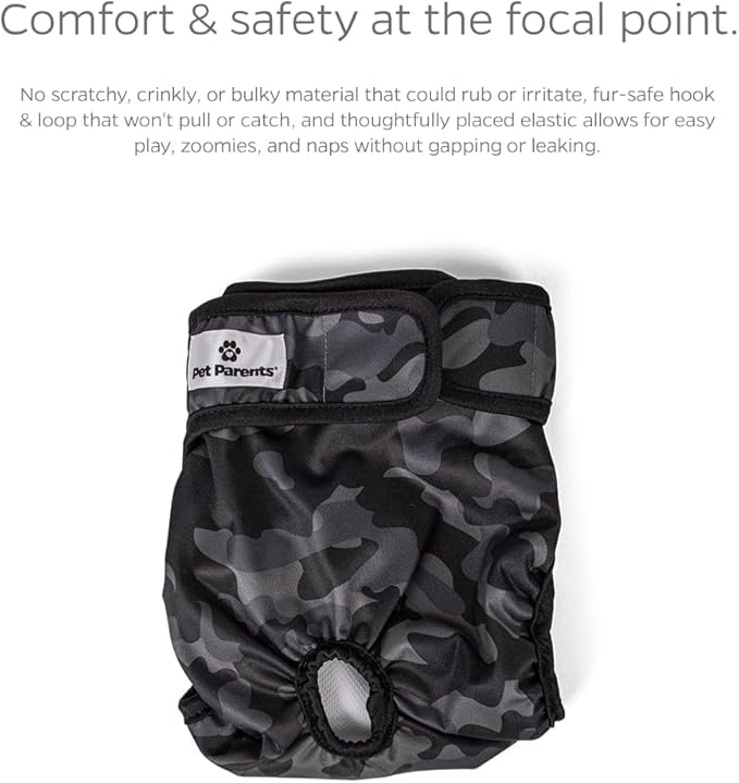 Pet Parents® Washable Dog Diapers (3pack) + Extendrs® of Durable Doggie Diapers, Premium Dog Diapers Female &amp; Male (X-Small, Camo)