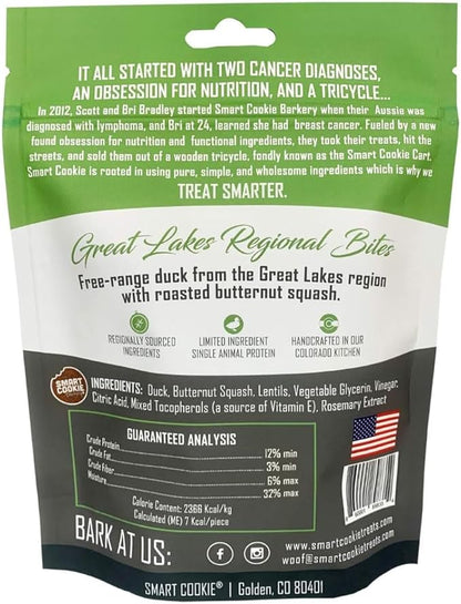 Smart Cookie All Natural Soft Dog Treats - Duck &amp; Squash - Training Treats for Dogs with Allergies or Sensitive Stomachs - Grain Free Dog Treats, Chewy, Human-Grade, Made in USA - 5oz Bag