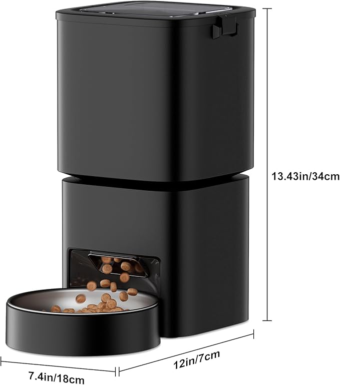Automatic Cat Feeder, 5L/21 Cup Timed Automatic Pet Feeder, Dual Power Auto Dog Feeders, Pet Dry Food Dispenser for Cats &amp; Small Dogs, 1-10 Meal Programmable 1-15 Portion Control Cat Feeder(Not WiFi)