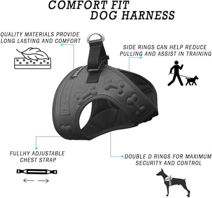 Comfort Fit Dog Harness No Pull No Escape Harness Adjustable Buckles Soft Padded Reflective Choke Step in Dog Vest with Easy Control Handle for Small Medium Large Dogs &amp; Puppies