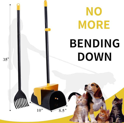 Pooper Scooper Large Swivel Bin &amp; Rake with 160 Waste Bags,Heavy Duty Dog Pooper Scooper with Bag Attachment for Large Small Dogs, Long Handle Poop Scooper with Lid for Yard, Grass, Gravel (Yellow)