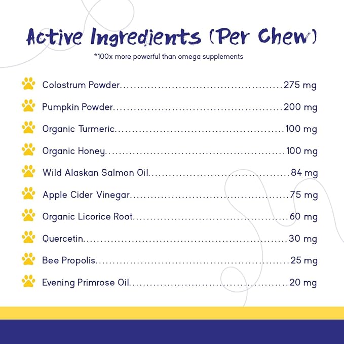 PupGrade Itch &amp; Allergy Chew Supplement for Dogs Improved Immune Support &amp; Seasonal Allergies with Alaskan Salmon Fish Oil - Helps with Anti-Itch - 60 Soft Chews