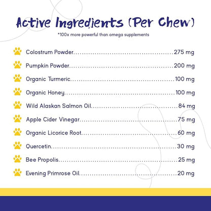 PupGrade Itch &amp; Allergy Chew Supplement for Dogs Improved Immune Support &amp; Seasonal Allergies with Alaskan Salmon Fish Oil - Helps with Anti-Itch - 60 Soft Chews