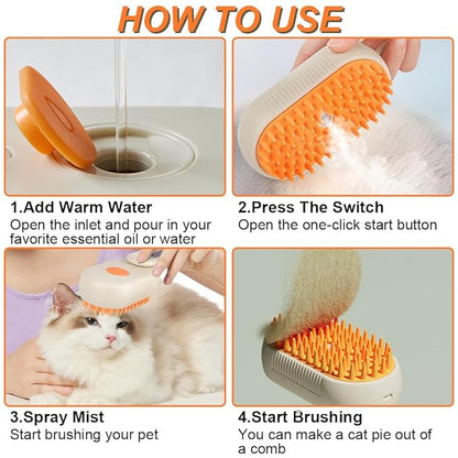 Cat Steam Brush for Shedding - 2025 New Grooming With Steam, Rechargeable Pet Brush for Dogs and Cat,Anti-Static,Massage, Cleaning, Shedding &amp; Combing All In One