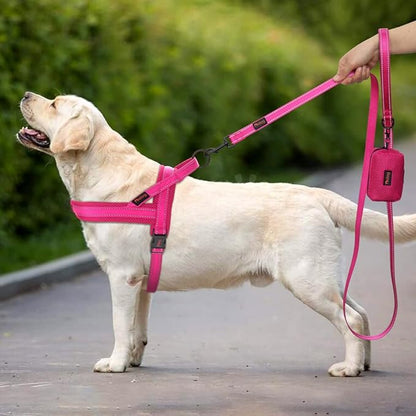 Didog No Pull Dog Harness with Soft Mesh Padded,Reflective &amp; Quick Fit Light Weight Dog Strap Vest Harness,Easy for Walking Training (L:Chest 26-32", Mesh-Hot Pink)
