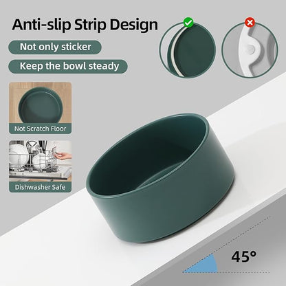 Ceramic Raised Double Bowls Set with Stand, 2 Heights Elevated, Food &amp; Water Bowls for Small Breed Dogs, Cats, Kitty, Weighted Dog Dishes, Pet Bowls(5.1&