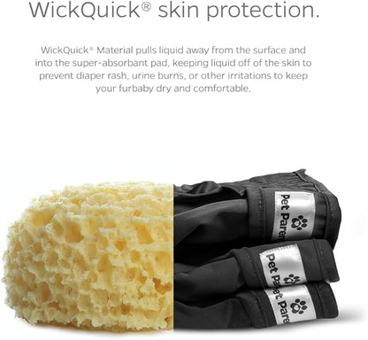 Pet Parents® Washable Dog Diapers (3pack) + Extendrs® of Durable Doggie Diapers, Premium Dog Diapers Female &amp; Male (Small, Black)