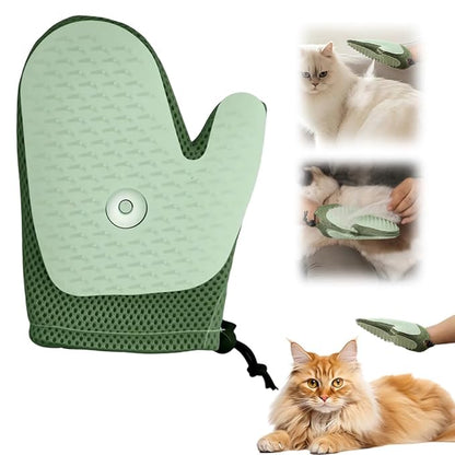 All-in-One Grooming Mist Glove for Pets, Upgrade Efficient Pet Hair Remover Gloves Grooming Spray Comb, Gentle Deshedding Efficient for Dogs &amp; Cats (Green)