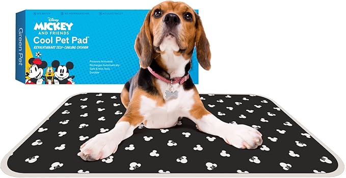 The Green Pet Shop Cool Pet Pad - Small, Disney’s Mickey &amp; Minnie Mouse - Self-Cooling, Pressure Activated Mat for Dogs &amp; Cats from 9-20 lbs - Non-Toxic Gel, No Water Needed