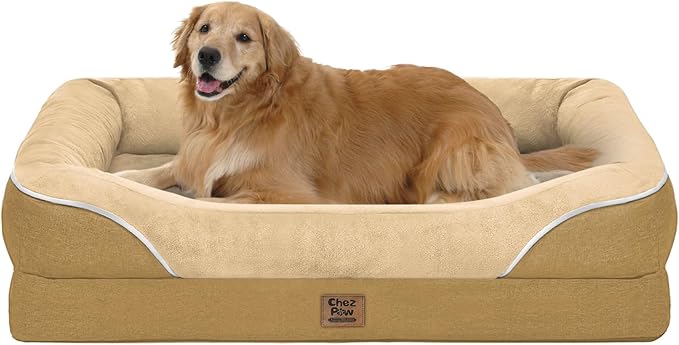 Orthopedic XL Large Dog Bed - Removable Bolster &amp; Waterproof Washable Cover for Pet Extra Large Bed with Foam Support Non-Slip Bottom Dog Beds