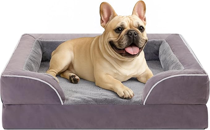 Comfort Expression Small Dog Beds Waterproof Orthopedic Foam Dog Sofa Beds for Medium Dogs Comfy Pet Bed with Washable Removable Cover &amp; Non-Slip Bottom(Small,Purple)